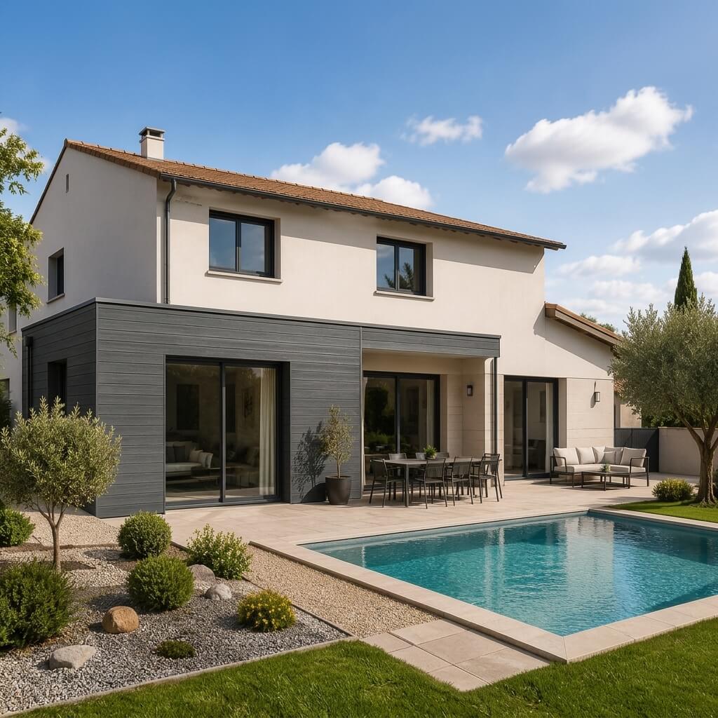 Bardage sur extension de maison moderne
