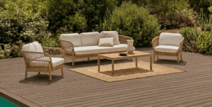 Salon extérieur sur terrasse composite