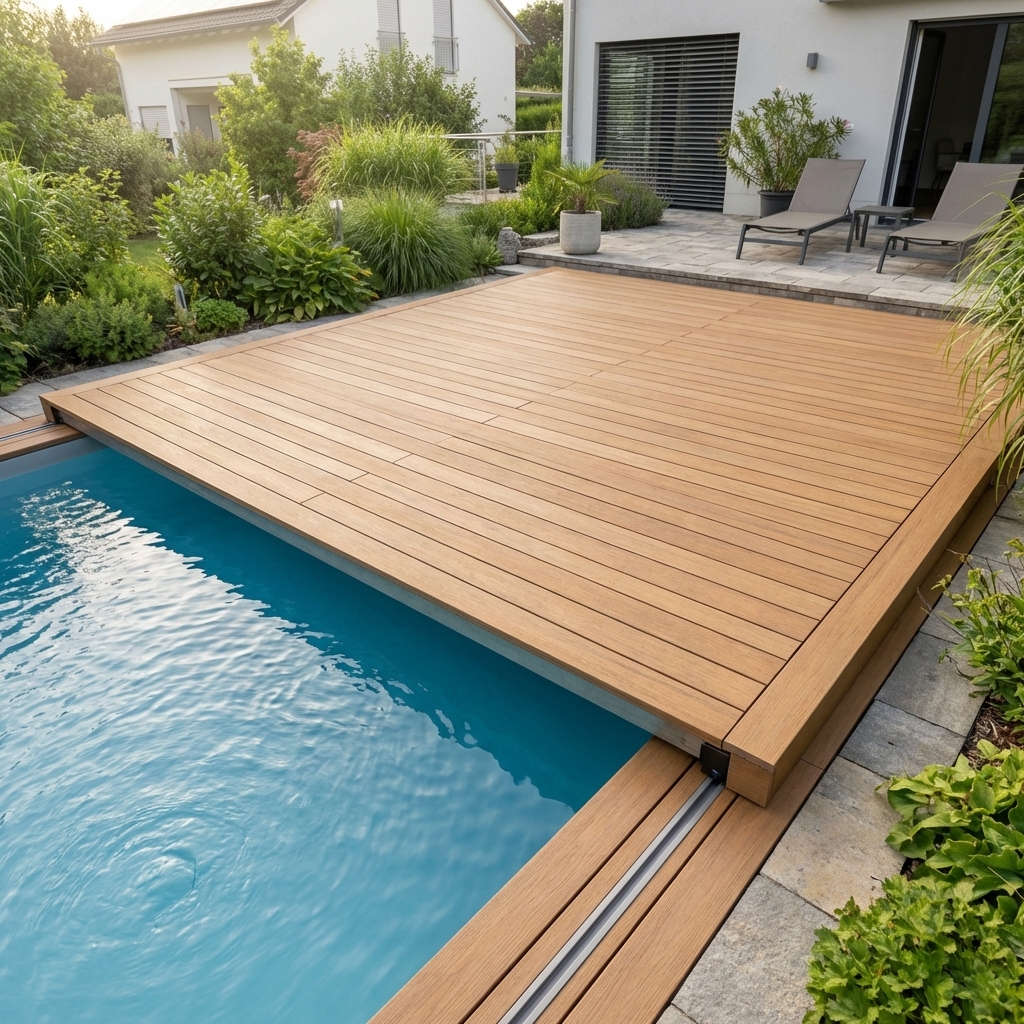 Terrasse mobile autour de la piscine