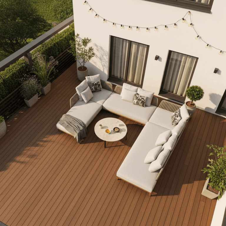 Terrasse en bois composite avec salon extérieur