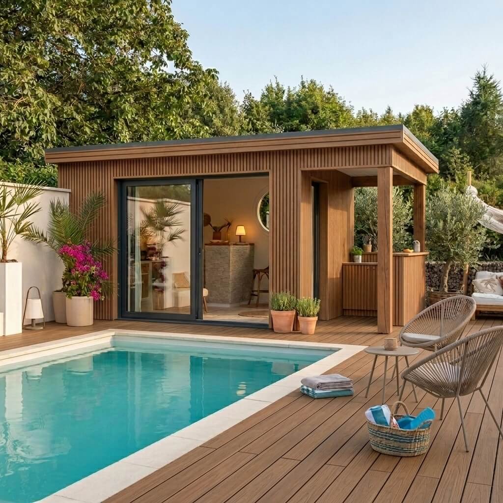 abri de jardin en claire-voie composite
