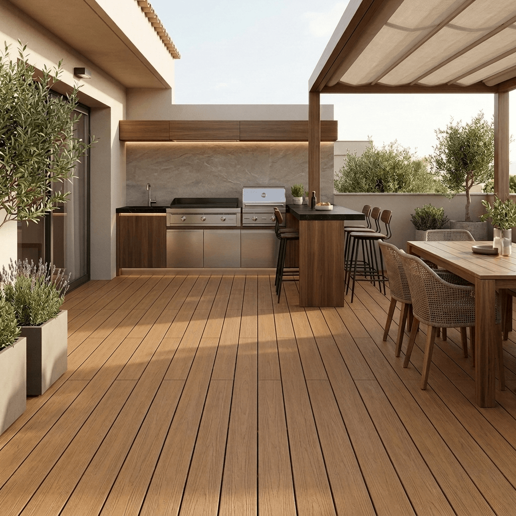Terrasse cuisine d’été en bois composite