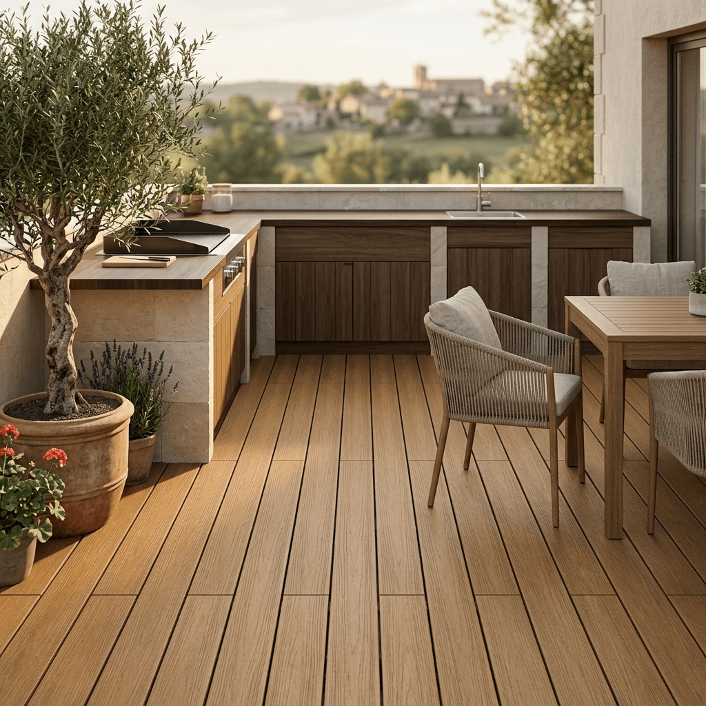 Cuisine d’été sur terrasse composite