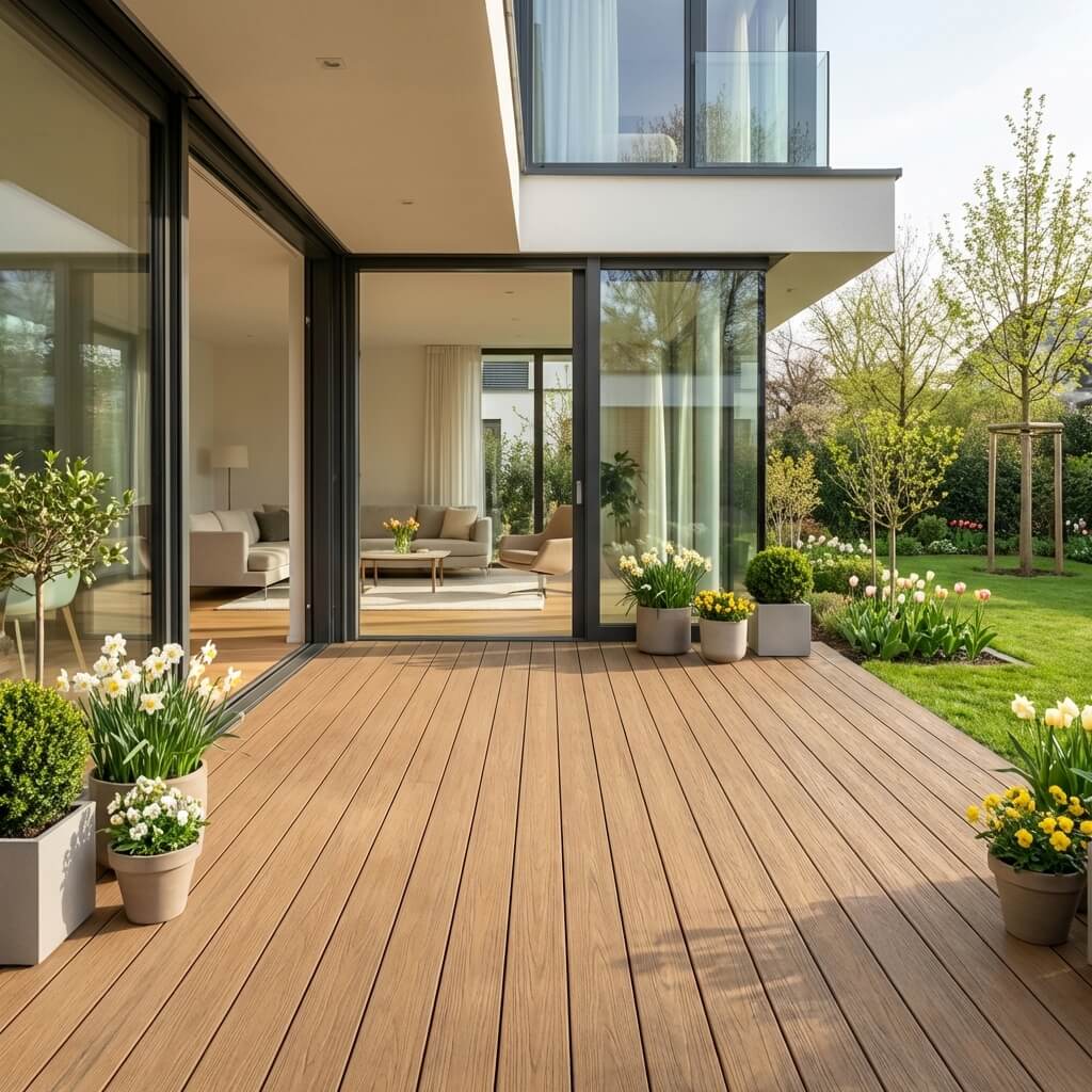 Terrasse composite effet intérieur-extérieur