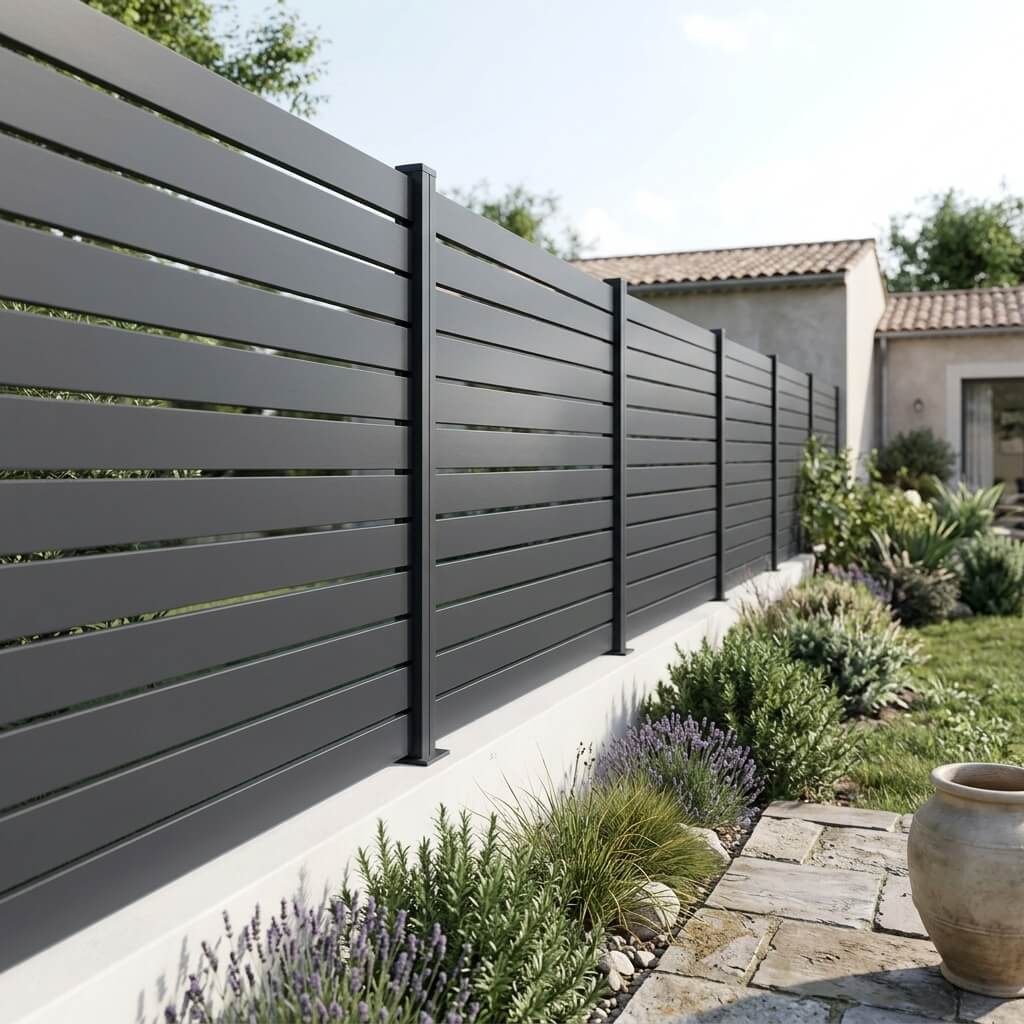 clôture aluminium à lames espacées