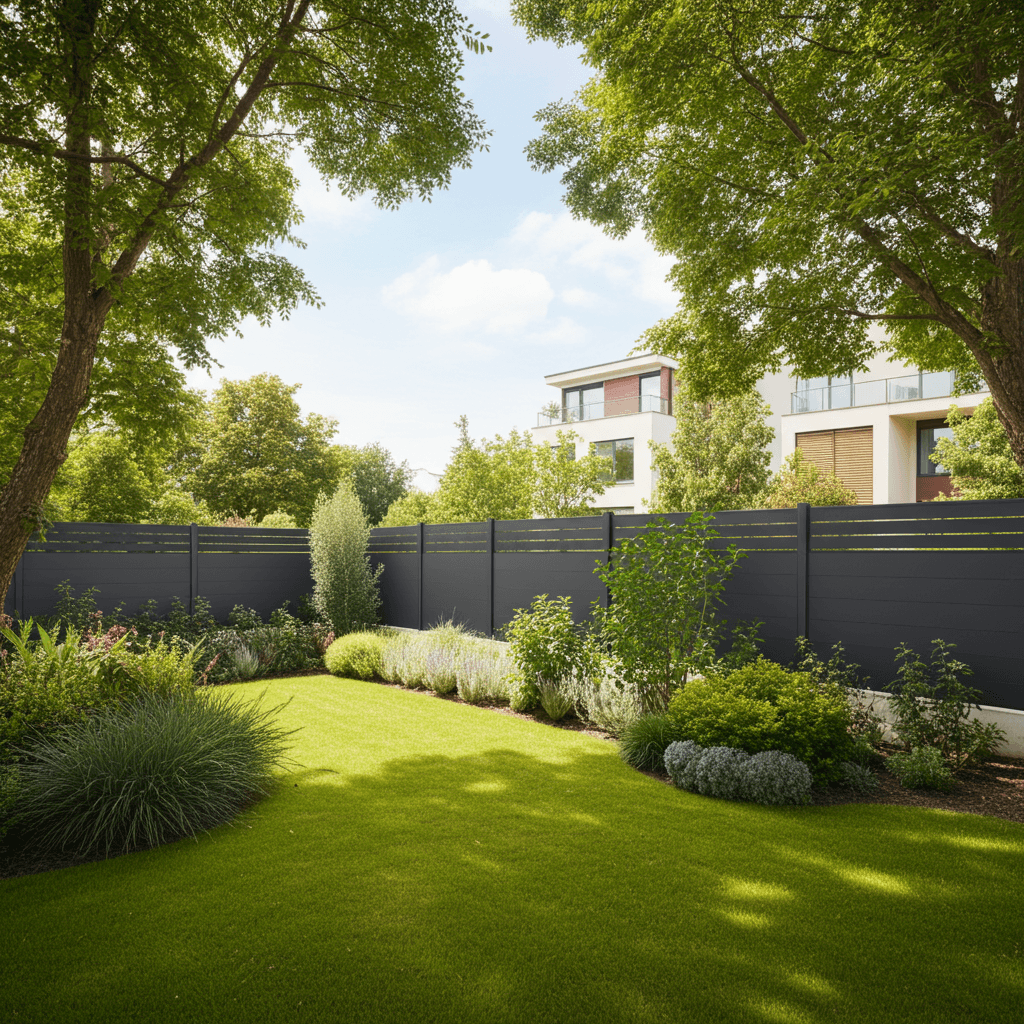 Clôture ajourée dans un jardin paysager
