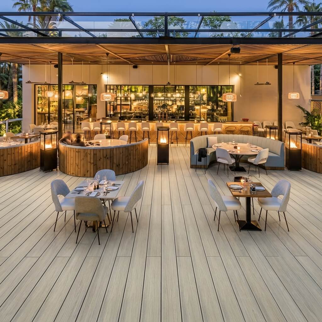 Terrasse professionnelle en lame composite pleine